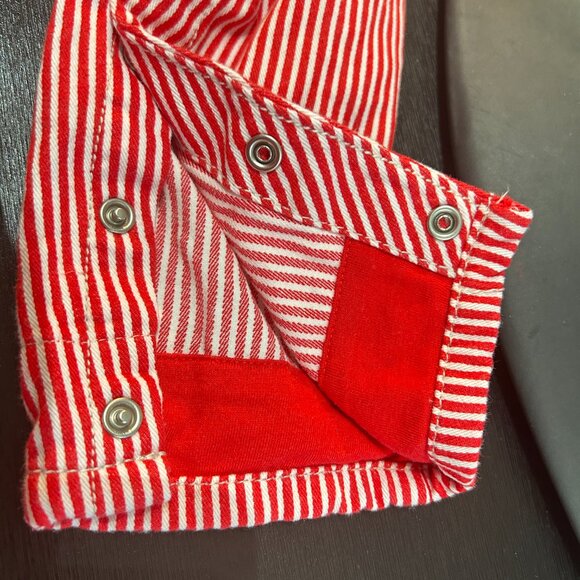 Baby B'Gosh Red White Striped One Piece Jumpsuit Coverall 18M Farmer Cottagecore - Picture 6 of 6